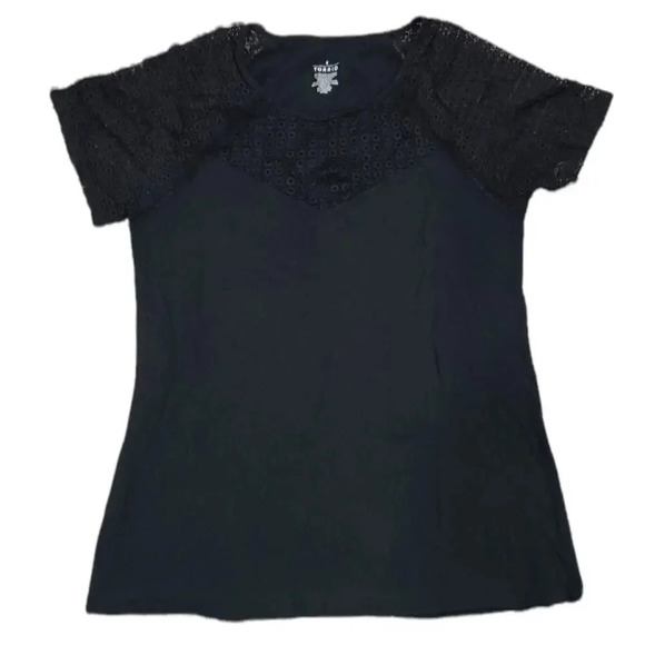 Torrid Black Short Sleeve Lace Top Basic Tee 2X - Picture 1 of 3